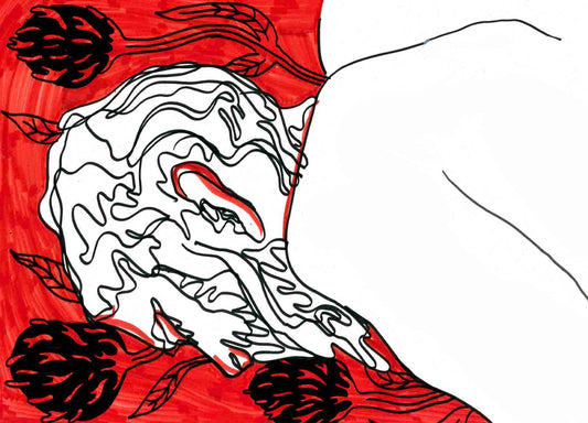 Asleep in the Flowers Postcard Print